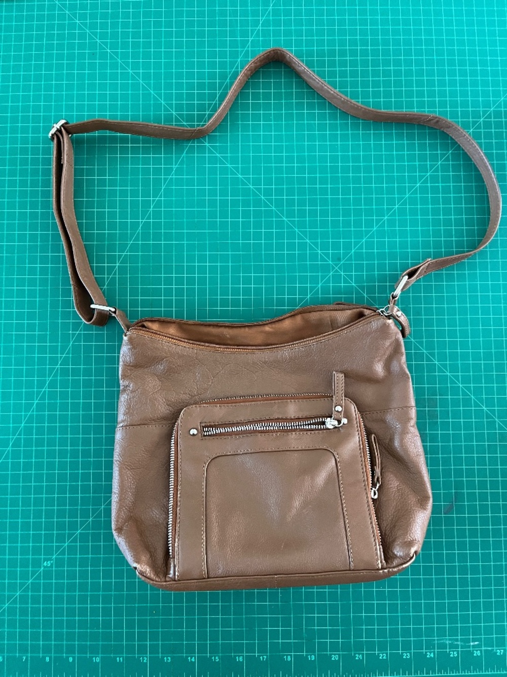 Brown leather cross body purse